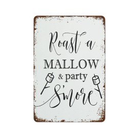 Roast A Mallow and Party S'More Sign Winter Wedding Sign Retro Metal Tin Sign Vintage Wall Decor Funny Decorations for Home Bar Pub Cafe Farm Room Metal Poster 8x12 Inch Sign Gift