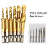 Bestgle 6 Packs Hex Shank Titanium Coated Countersink Tap Drill
