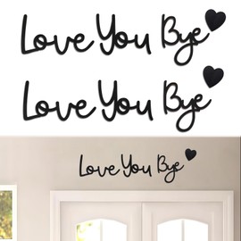 BDHYYM 2 Set Love You Bye Above Door Sign, Love You Bye Sign for Wall Decoration for Living Room, Black Wall Art for Hallway Decor with Double Tape, Home Decoration