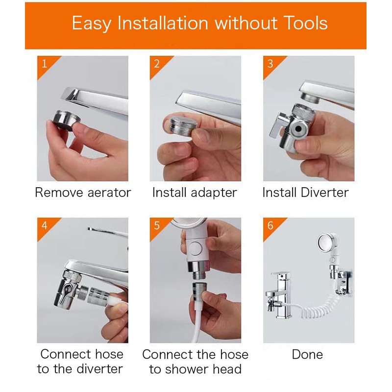 Generic Basin Handheld Shower Set, Sink Hose Faucet Sprayer Attachment,