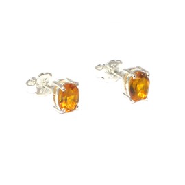 Art Gecko Oval CITRINE Sterling Silver Gemstone Earrings/STUDS 925-5 x 7 mm (CTS0610171)