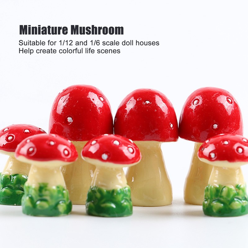 30pcs Dollhouse Mushroom Figurine Cute DIY Resin Micro Landscape Garden