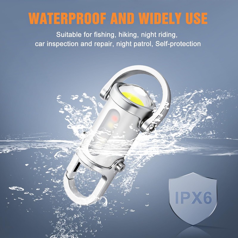 Ciwuzxs Keychain Flashlights Rechargeable, 800 Lumens EDC Mini Flashlights, COB