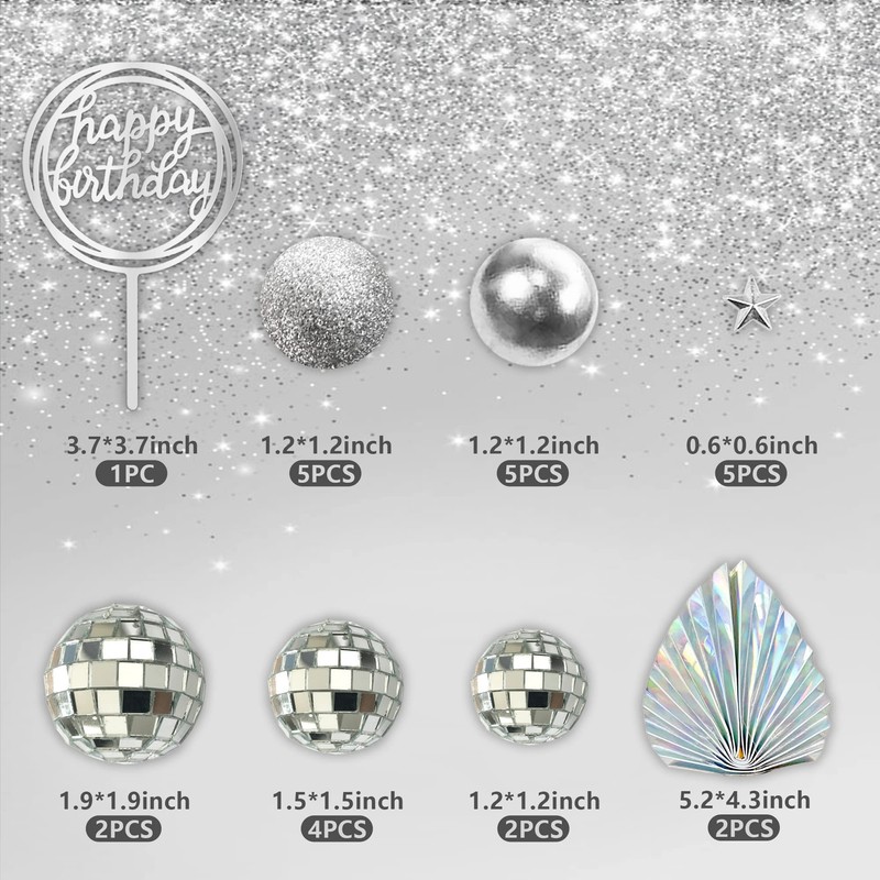 Bolas de discoteca para decoración de tartas, decoración bohemia con