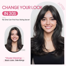 Hairro Human Hair Toppers with Side Bangs, 3D 360° Seamless Real Hair Toppers, Hand-Tied with 3.5"x4.7" T-shaped Base, Clip-In Hairpieces to Add Volume on Top, 11 Inch Dark Brown