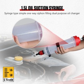 MOTOCOCHE 1500CC Fluid Extractor Automotive, Fluid Pump with Long Extension Tubes Oil Extractor/Oil Syringe Manual Suction Vacuum Fuel Car Transfer