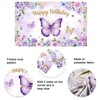 Mocsicka Butterfly Birthday Banner Purple Butterfly Birthday Backdrop for Party