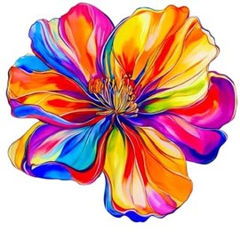 MAKTEM One Large Rainbow Hologrpahic Flower Car Decal, Waterproof Removable Flower Sticker for Bumper Window Panel Trunk, Peel and Stick on Car Vehicle Truck Window Laptop 1PC (One Rainbow)