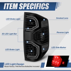 Auto Dynasty LED Tail Lights Assembly Compatible with 2014-2021 Toyota Tundra, Pair of LED DRL Tail Lamps Replacement, Black Housing Smoked Red Lens, 815600C100 815500C100 TO2800193 TO2801193