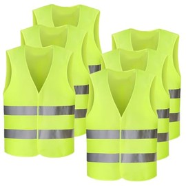 Pack of 6 Safety Vests, 360° Reflective Car Vest, Washable, for Cyclists, Drivers, Police, Workers, Universal Size, yellow