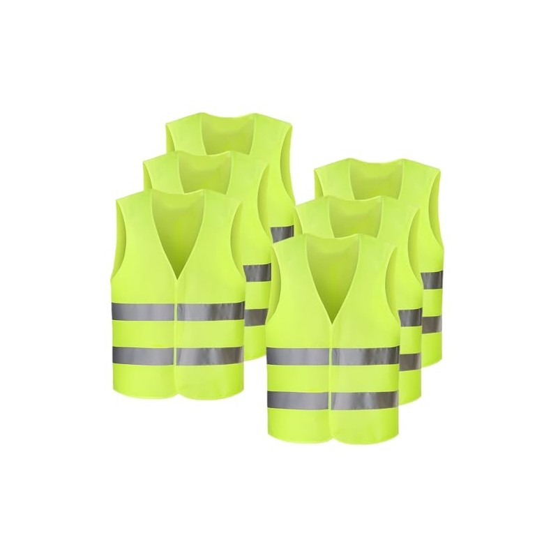 Pack of 6 Safety Vests, 360° Reflective Car Vest, Washable,