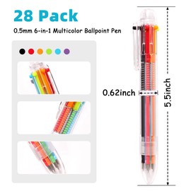 DAIKOYE Ballpoint Pens 24 PCS 0.5mm 6-in-1 Multicolor Ballpoint Pens School Supplies Birthday Party Favors Gifts for Kids Students