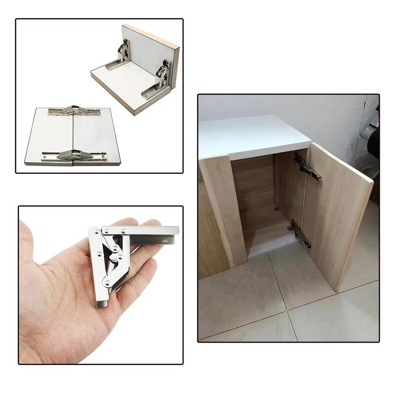 4 x Folding Shelf Hinge, Hidden Bracket for Folding Hinge,
