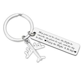 Fly Safe Keychain Gifts for New Pilot Air Stewardess Flight Attendants Aviation Crew Staff Gift for Christmas Valentines Graduation Enjoy The Flight & Be Safe Key Chain for Men Women Aviation Students