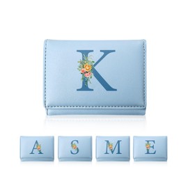 Girls Wallet, Tri-folded Initial Girls Wallets for Kids 8 - 10 Cute Pocket Wallets with 7 Card Slots & Heart ID Window, Gifts for Teenager Women Preppy Trendy Stuff, Christmas Birthday Gifts for Girl