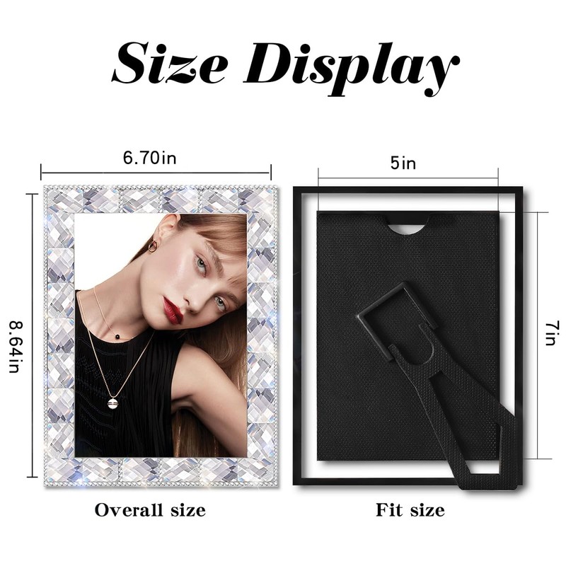 GUFONKOD Design 5x7 bling Picture Frame Glitter Sparkle Rectangle Diamond