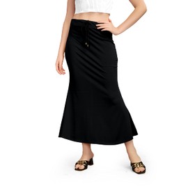 Kipzy Saree Shapewear Long Skirt, Petticoat for Women - Versatile Long Skirts for Women, Comfortable Shapewear Dress Black