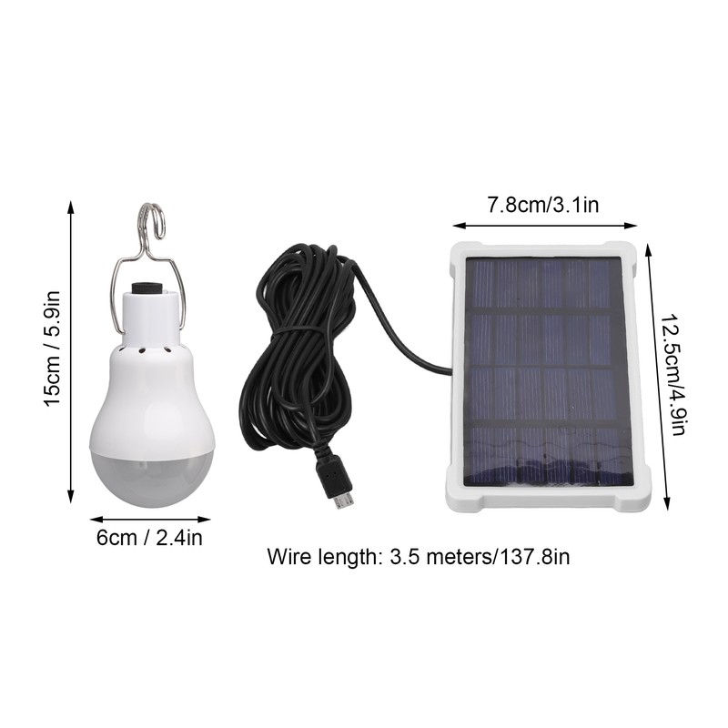 LED Solar Bulb Light Portable ABS and PC 150LM White