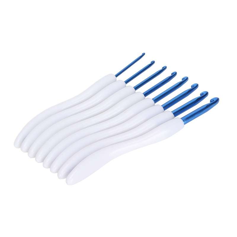 8pcs Crochet Hooks Curved Soft Handle Comfortable Portable Knitting Tool