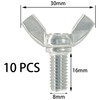 10 PCS M8 Stainless Steel Hand Tighten Butterfly Screws Wing