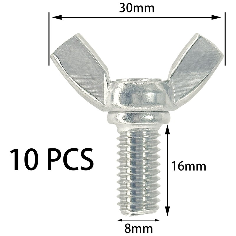 10 PCS M8 Stainless Steel Hand Tighten Butterfly Screws Wing