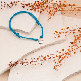 Tuscany Silver Women's Sterling Silver 7 x 9.7 mm Heart on Turquoise Cord Adjustable Friendship Bracelet of Length 15 cm/6 Inch-25.5 cm/10 Inch