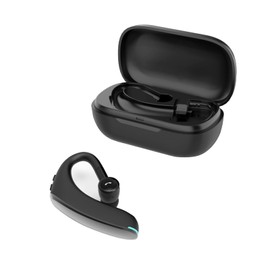 WMY Handsfree Bluetooth Headset with 1000 mAh Charging Case,Single Ear Headset with Mic,Single Earbud,Wearable on Both Ears,18 Hours Talk Time,Compatible with iOS & Android,Ideal for Truckers, Office