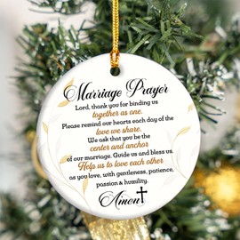 Christian Wedding Gifts for Couple 2025 - Marriage Prayer Religious Wedding Gift for Newlyweds, Married Couples Anniversary, Bride, Groom - Mr & Mrs Decor, Bridal Shower Gift - Glass Ornament (MP5)
