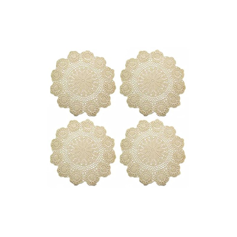 kilofly Handmade Crochet Round Cotton Lace Table Placemats Doilies Value