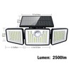 Daphino Solar Outdoor 2500LM Security Lights, 3 Heads Dimmable SpotLights