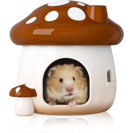 Cozioz Hamster Ceramic Hideout Decoration – Cute and Durable Pet Shelter for Small Rodents (brownH)