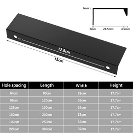 flintronic Pack of 10 Cabinet Handles, Hidden Modern Furniture Handles with 20 Screws for Bedroom, Kitchen, Wardrobe, Hole Centre 150 mm, Hidden Cabinet Handles for Wardrobe (Black)