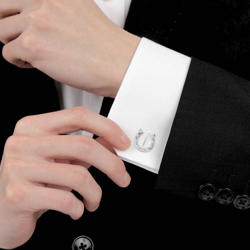 蹄鉄 馬蹄 カフス & ネクタイピン セット カフスボタン ネクタイピン n02261