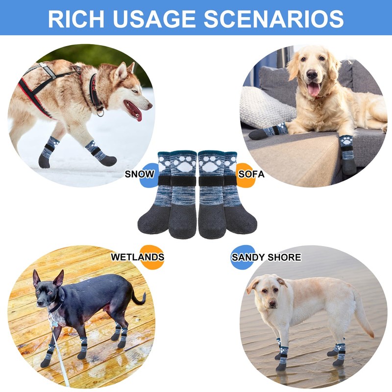 BEAUTYZOO Waterproof Dog Boots for Small Medium Large Size Dogs,