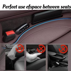 Car Seat Gap Filler Organizer - No Drop Seat Guard, Side Gap Filler for Car, SUV, and Trucks, 2 Pack, Prevents Items from Falling, Extra Storage Space, Easy to Install, Durable & Eco-Friendly (Brown)