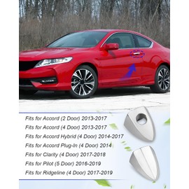 JUQAFY Front Door Handle End Bezel fit for Honda Accord 2013-2017 Hybrid 2014-2017 Plug-in 2014 Clarity 2016 2017 2018 2019 Ridgeline 2017-2019 Silver