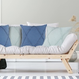 Trade AM LR Home 18x18 Inches Diamond Cotton Throw Pillow Covers for Home Decor | Modern Boho Cushion Covers for Throw Pillows | Perfect for Living Room Couch & Bedroom Decorations | Royal Blue