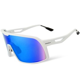 JOGVELO Kids Sunglasses Polarized, Youth Baseball Sunglasses for 8-14 Boys Girls UV400 Sports Softball Cycling Glasses, White&Blue