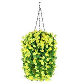 Hanging Baskets with Artificial Flowers, Flower Centerpieces, Fake Silk Hanging Orchid Flowers in Baskets for The Decoration of Home Courtyard Indoor Outdoor Landscaping (Violet)