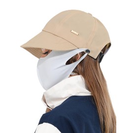 soul young Sun Hat with Ponytail Hole for Women Summer Quick Dry Wide Brim Waterproof Beach Hat UV Protection Baseball Cap UPF 50+(One Size,Khaki)