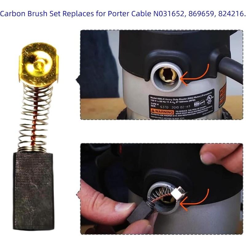 N031652 Router Carbon Brush Set, 6-Piece, Fits Porter Cable 6302