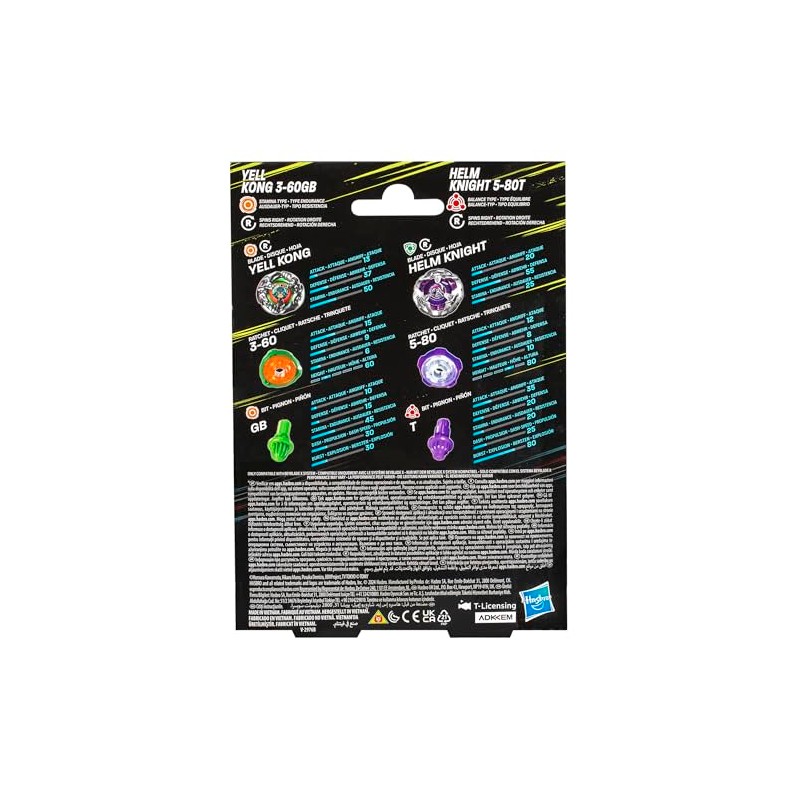 Hasbro Beyblade X Yell Kong 3-60GB and Helm Knight 5-80T