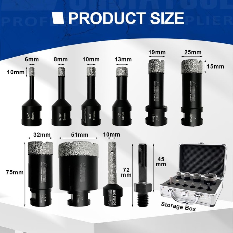 SHDIATOOL Diamond Core Drill Bits Hole Saw Kit for Porcelain