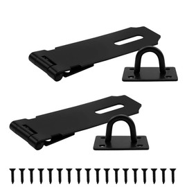 Bwintech 2 Pcs Black Padlock Hasp Latch Locks 4 Inch (100mm) 304 Stainless Steel Door Lock Hasp Latch Hasp for Door Shed Gate Cabinet, with Screw