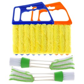 4Pcs Window Venetian Blind Cleaner Duster Tool,Washable 7 Fingers Dusting Cleaner and Air Vent Cleaner,Shutter Cleaner Brush,Blinds Air Conditioner Keyboard Fan Duster Dirt Housekeeping Cleaner