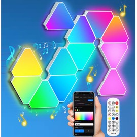 Triangle LED Lights for Gaming Setup, RGB Triangle Wall Lights for Bedroom, Smart Home Light Panels Works with Alexa Google Assistant,APP/Voice/Remote Controlled,Music Sync Gaming Room Decor,12 Pack