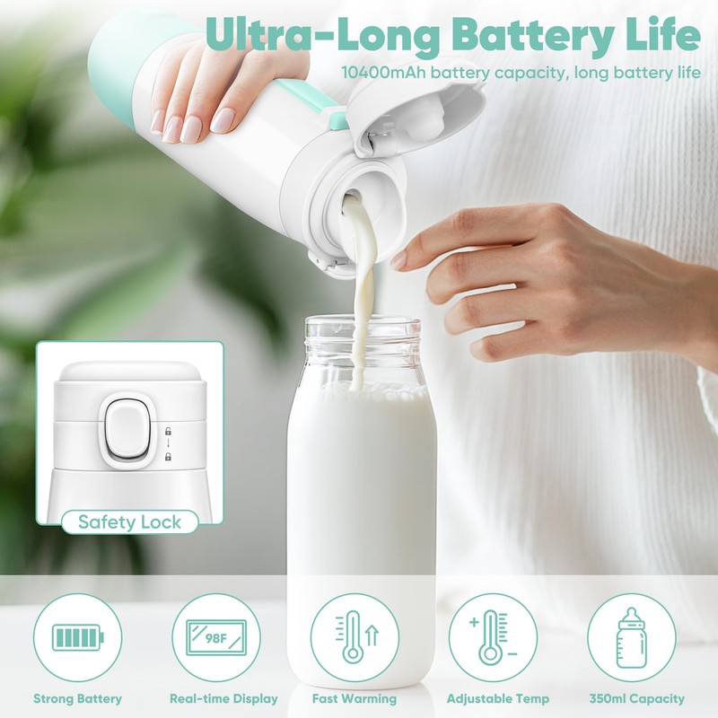 Portable Bottle Warmer for Travel,Portable Milk Warmer for Baby-12oz Ceramic