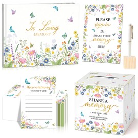 Lebsitey 65 Pcs Funeral Guest Book for Memorial Service Celebration of Life Guest Book Hardcover in Loving Memory with 60 Share a Memory Cards,Card Box,Table Sign and Pen for Funeral Favors