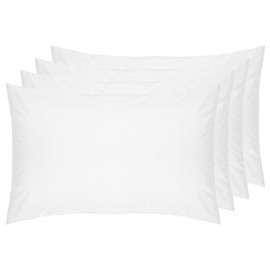 Belledorm 4 Pack White Standard Pillowcases, 100% Pure Cotton, 7 Year Guarantee, Percale (50 x 74cm Housewife)