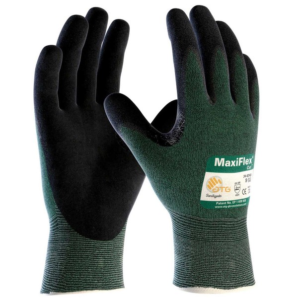 MaxiFlex 34-8743 Green Gloves Nitrile Micro-Foam Grip Palm & Fingers